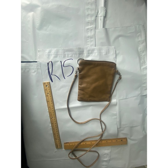 Tan Leather Rose Flap Crossbody Cell Phone Bag - Picture 4 of 4